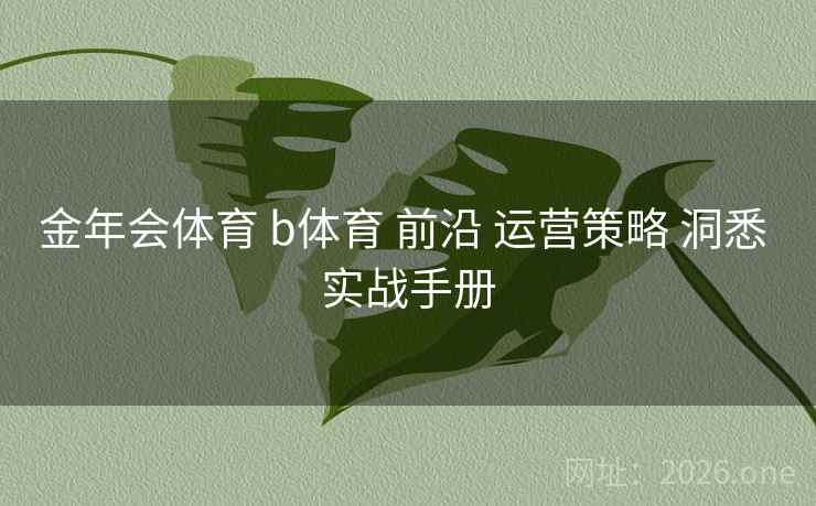 金年会体育 b体育 前沿 运营策略 洞悉 实战手册